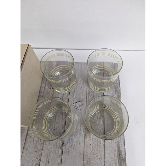 Fiesta Vintage Yellow Set of 4 Double Old Fashion Striped Glasses - Picture 6 of 7